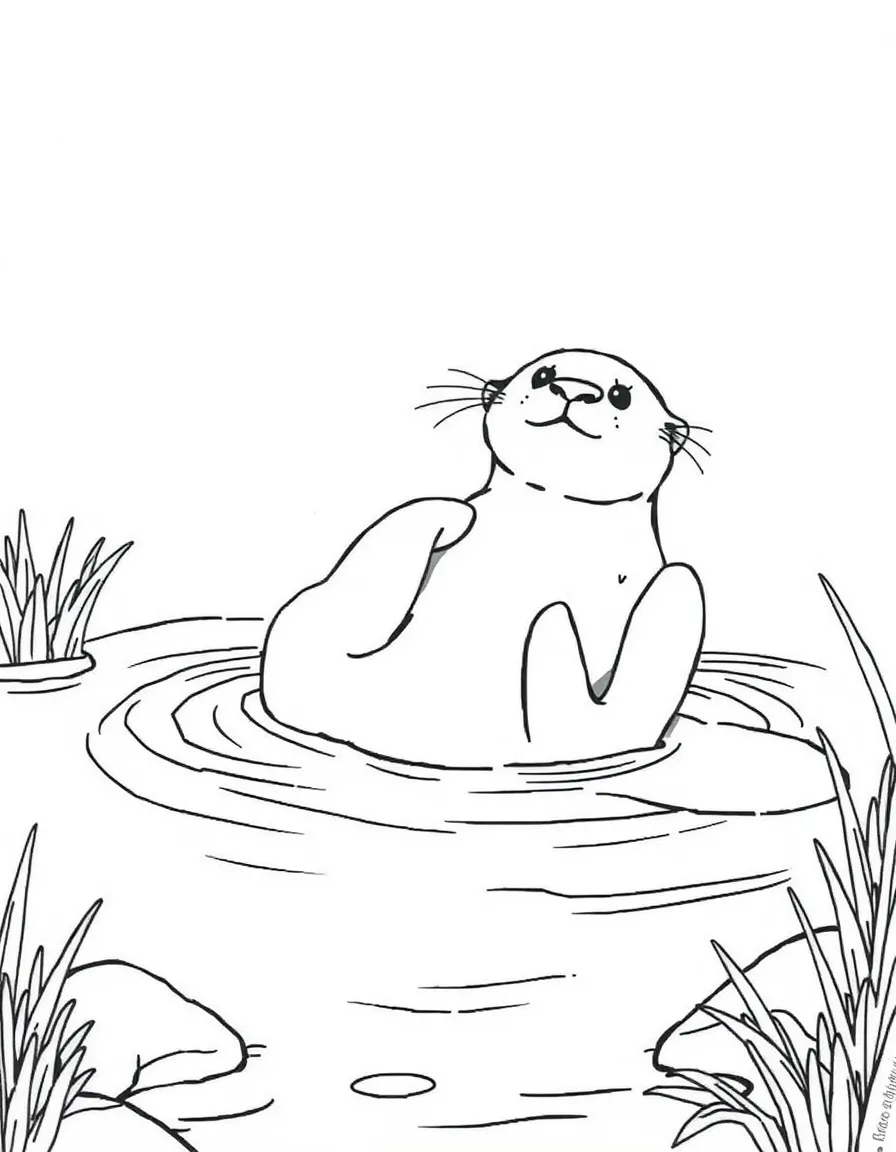 A playful otter floating on its back in a river