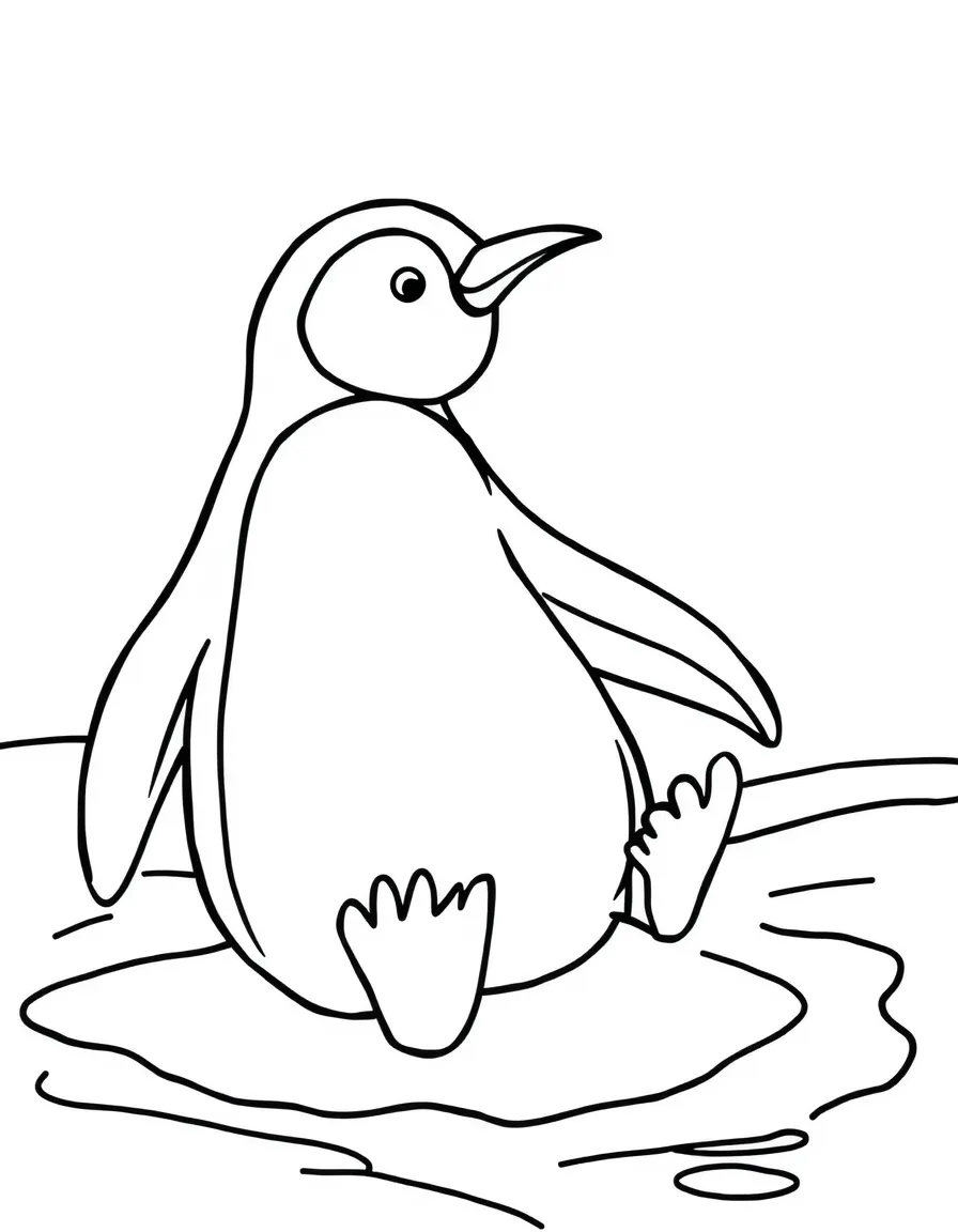 A waddling penguin sliding on ice