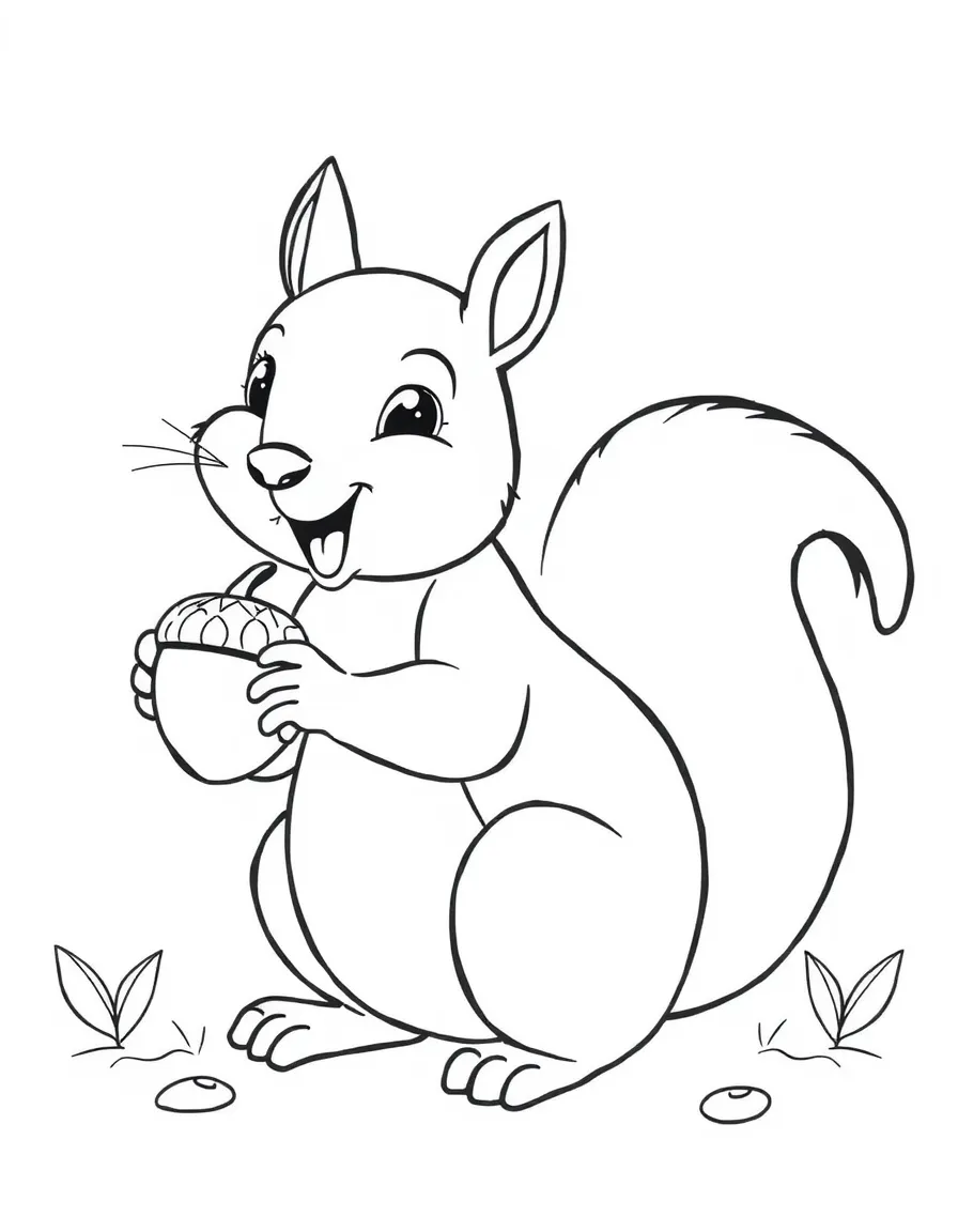 A chattering squirrel holding an acorn