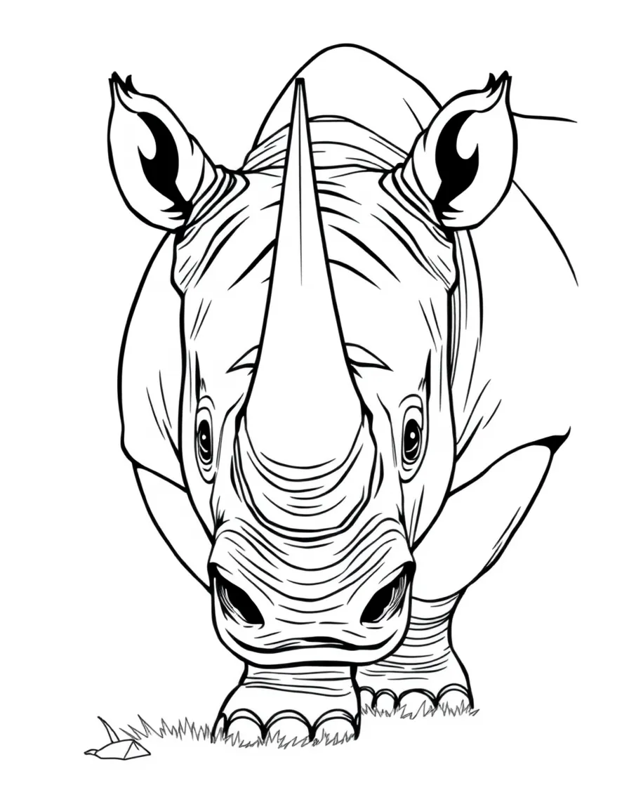 A mighty rhinoceros with a large horn on its nose