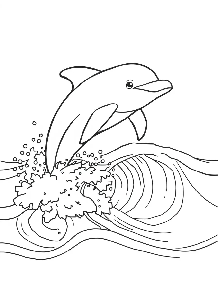 A playful dolphin jumping out of ocean waves
