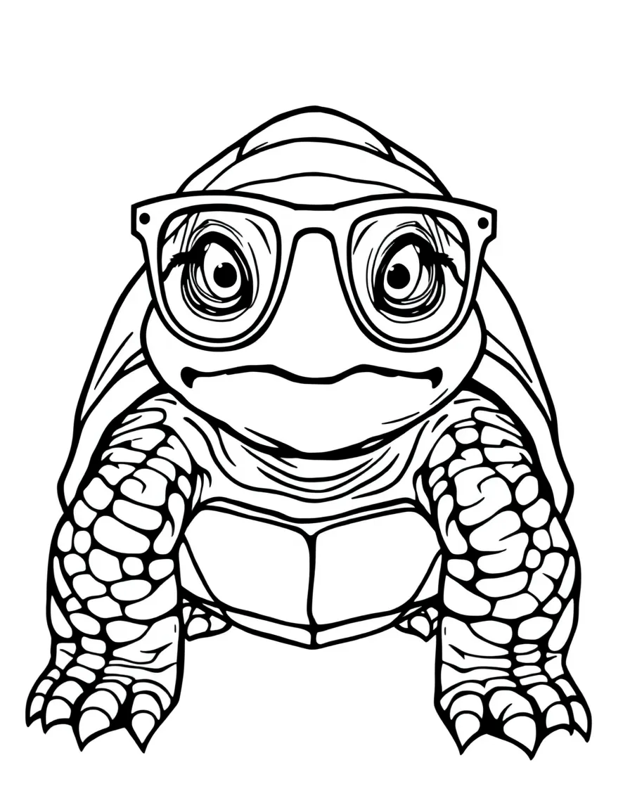 A wise old tortoise wearing tiny glasses
