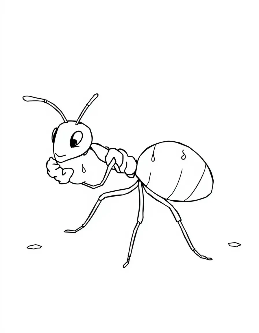 A busy ant carrying a crumb three times its size