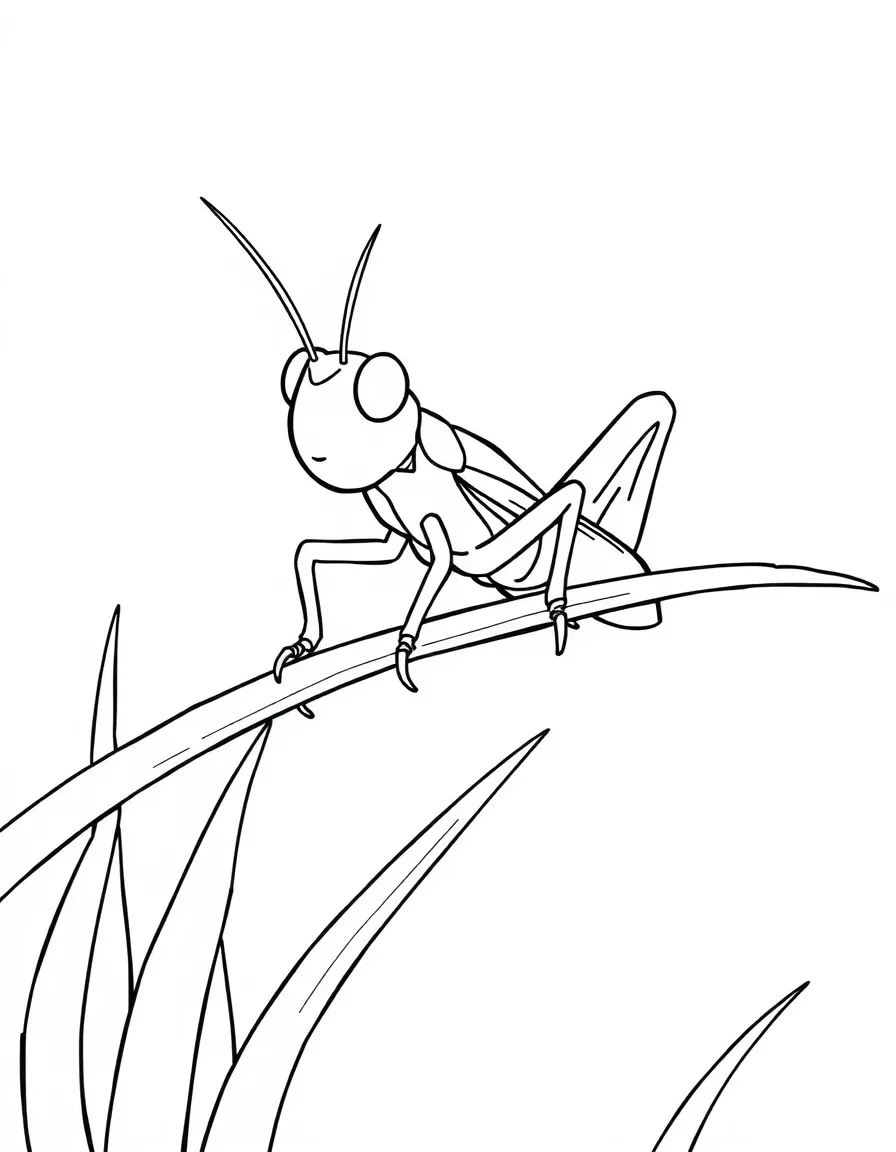 A chirping cricket sitting on a blade of grass