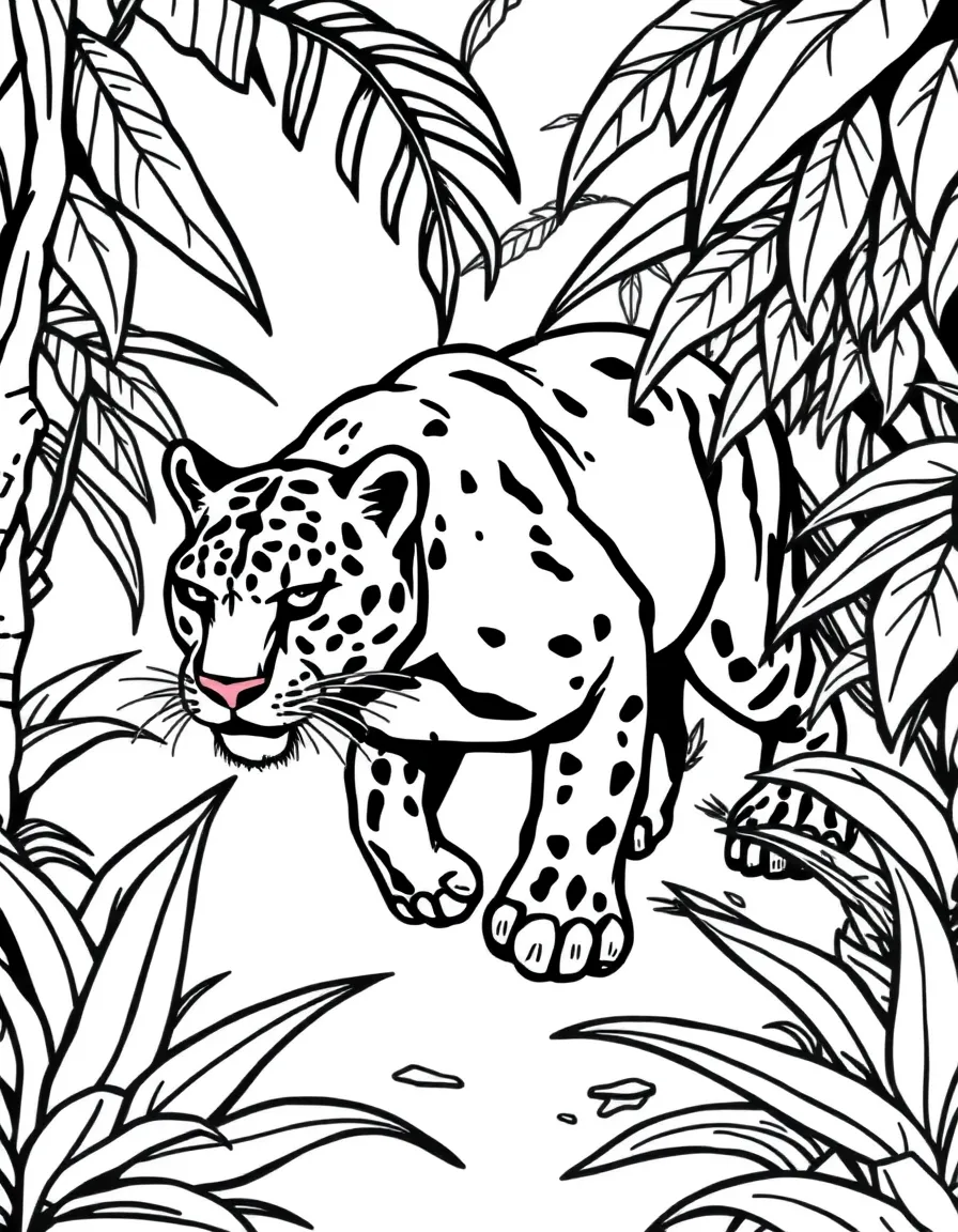 A prowling panther moving through jungle shadows