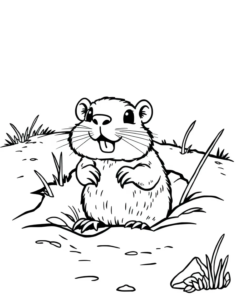 A burrowing gopher emerging from underground