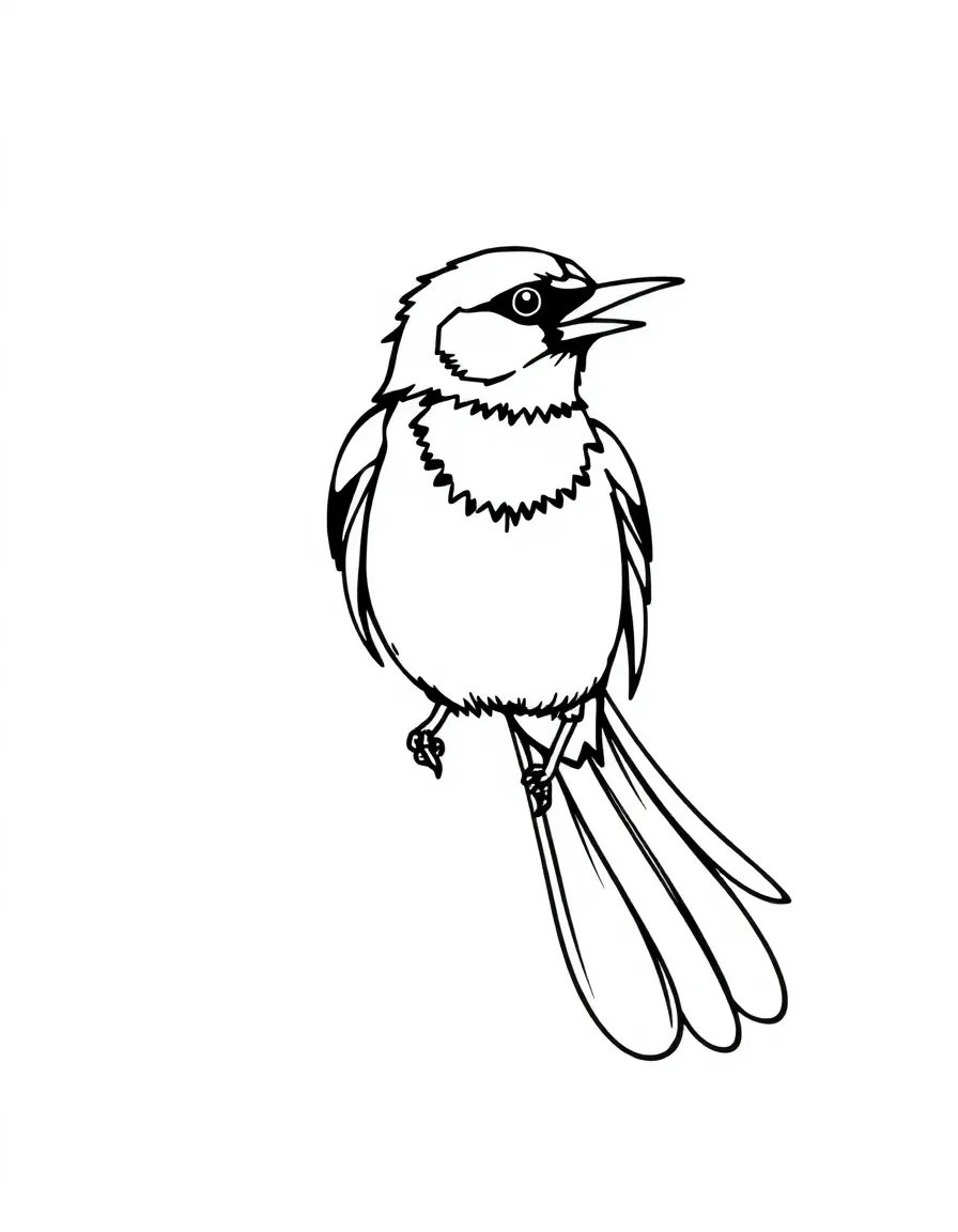 A chattering magpie with long black and white tail