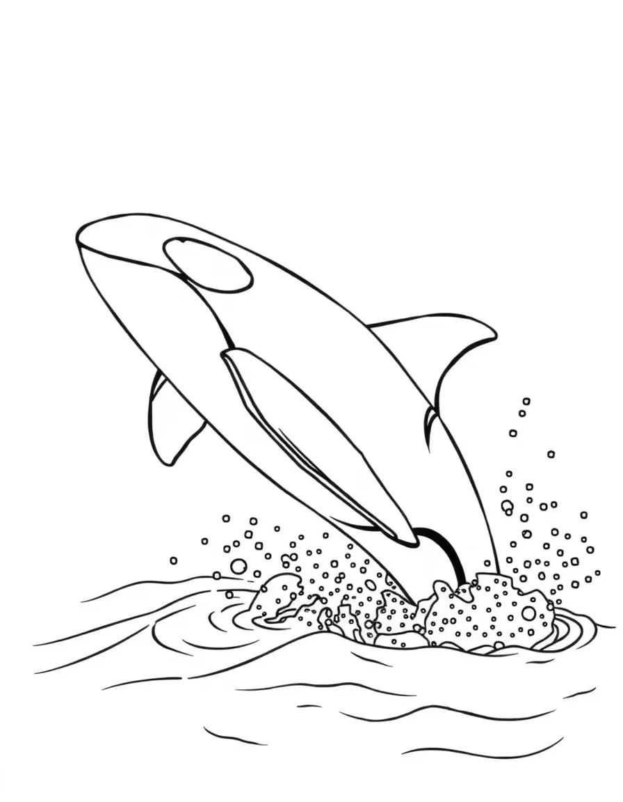 A swimming orca whale breaching water
