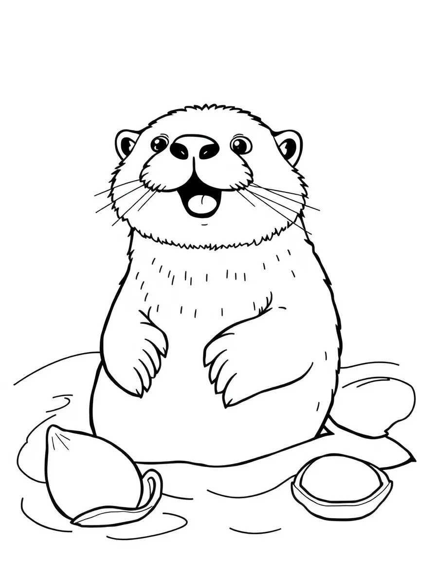 A floating sea otter cracking open shells