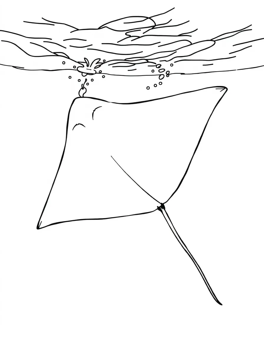 A gliding manta ray through clear water