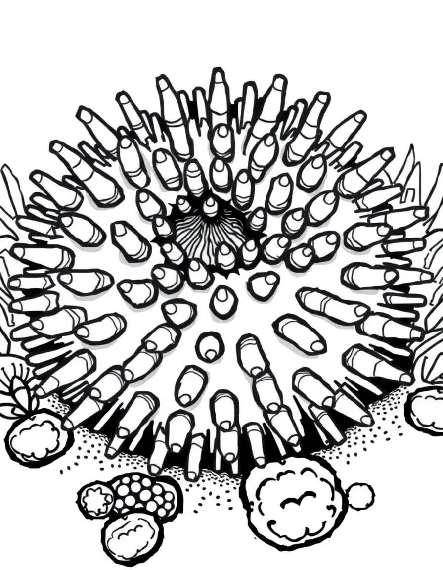 A spiny sea urchin on ocean floor