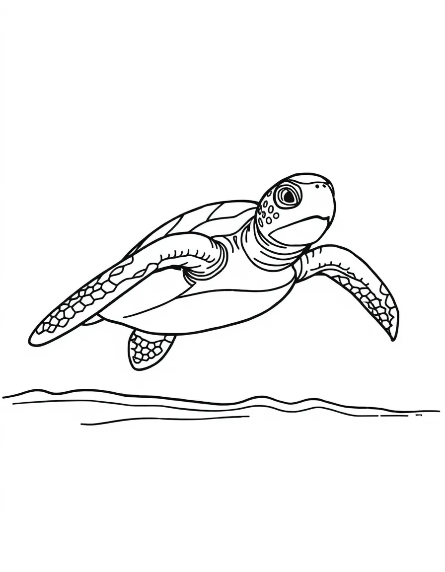 A swimming sea turtle heading to shore