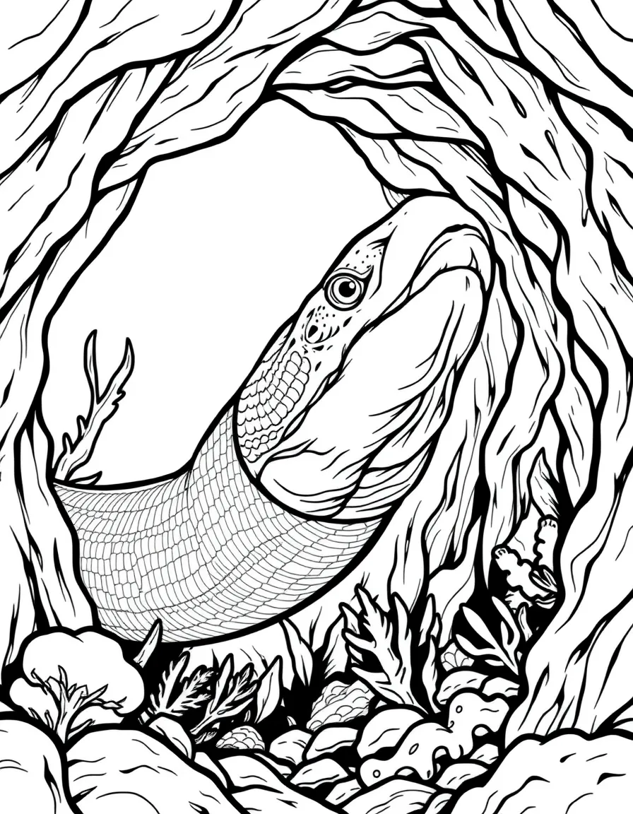 A fierce moray eel in underwater cave