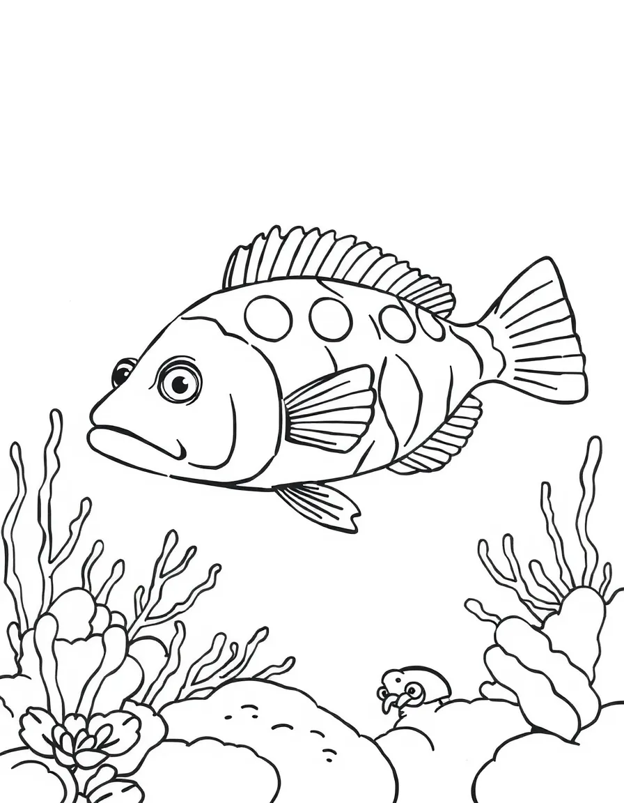 A flat flounder camouflaged on sea bottom
