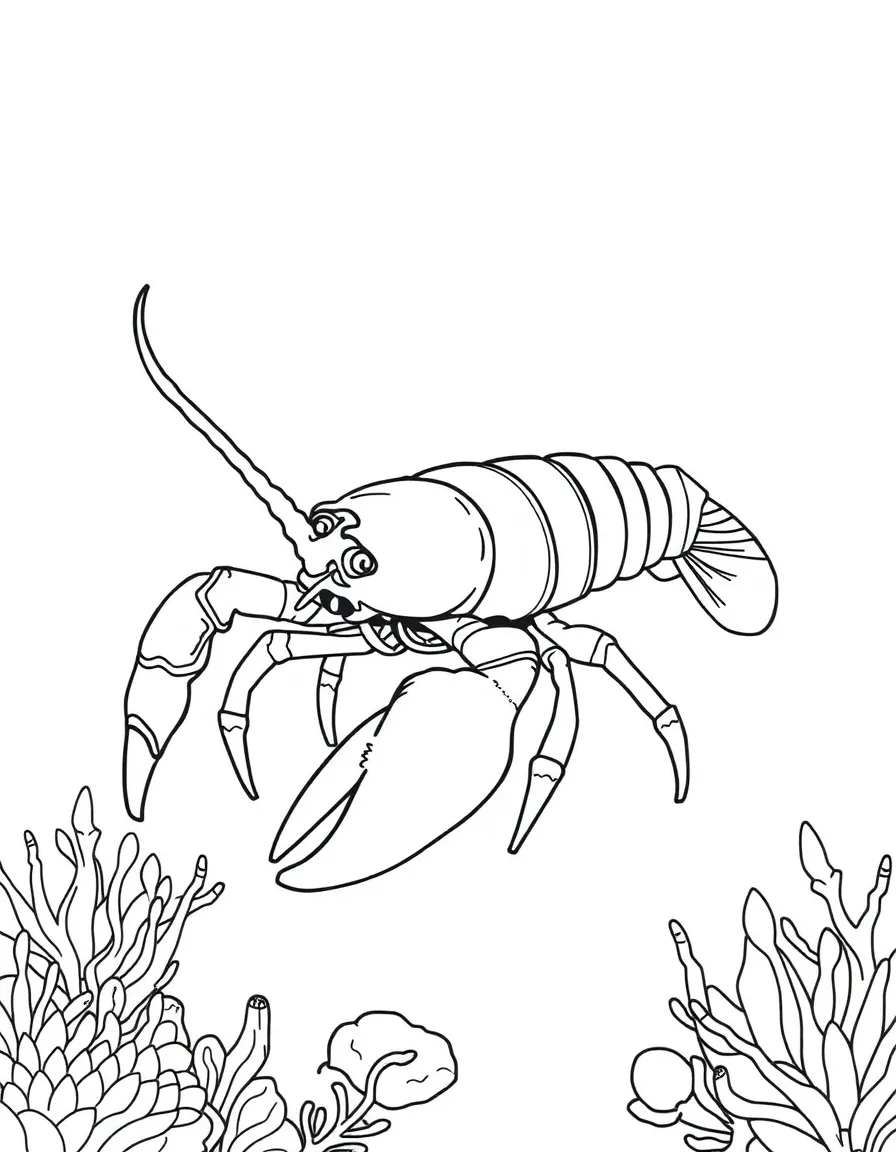 A spiny lobster walking on ocean floor