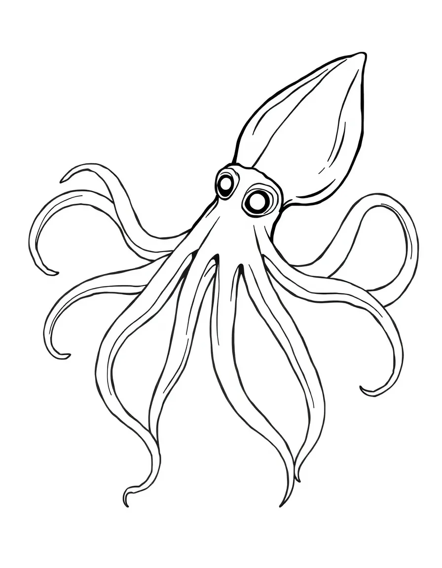 A giant squid with long tentacles