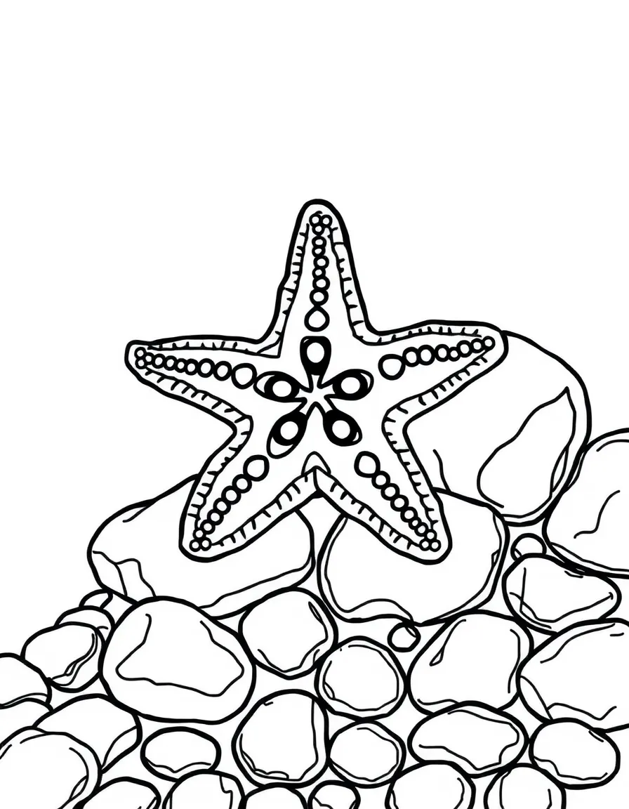 A colorful starfish on tidal pool rocks