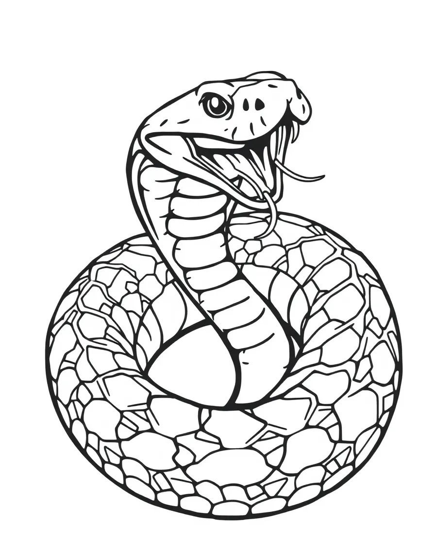 A coiled rattlesnake with warning rattle
