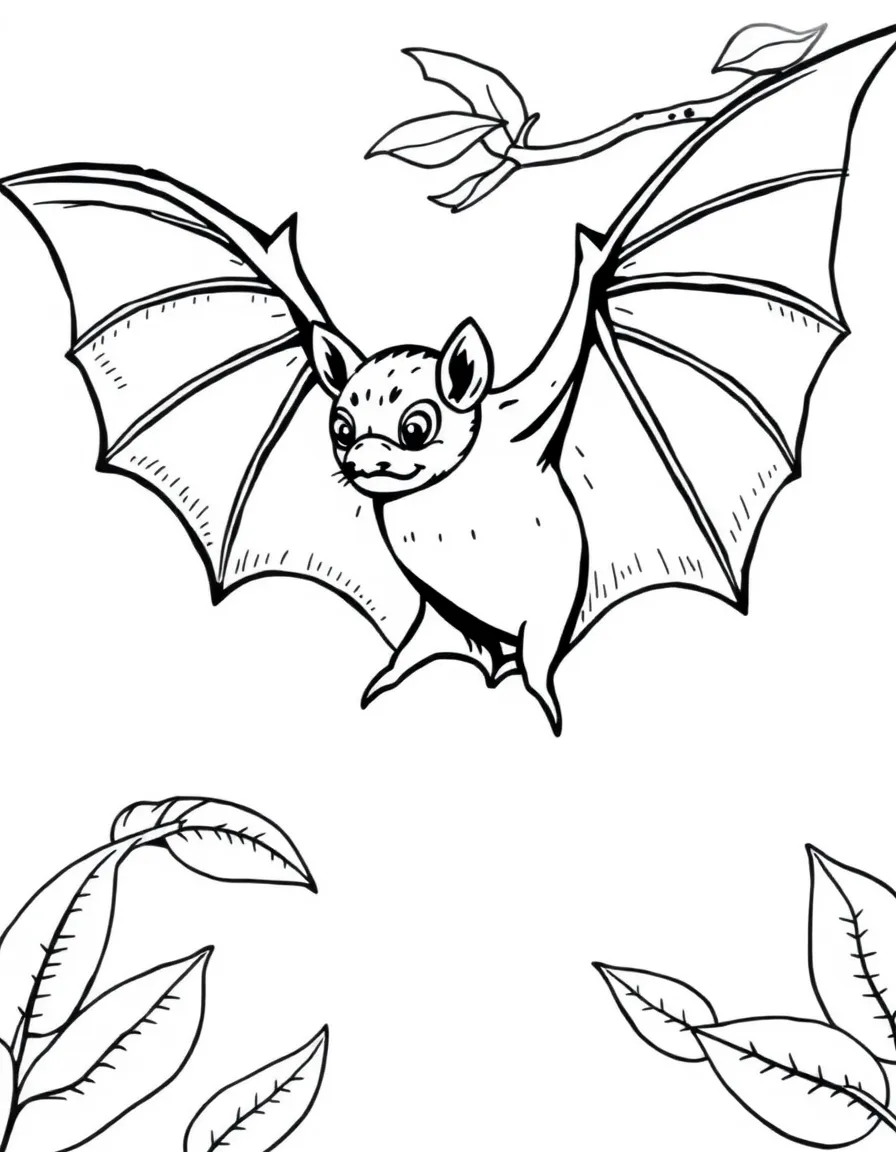A flying fruit bat with large wings