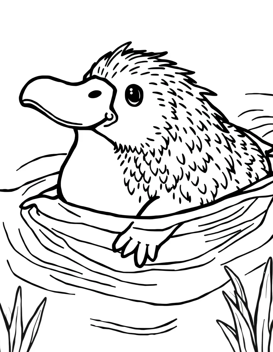 A swimming platypus with duck-like bill