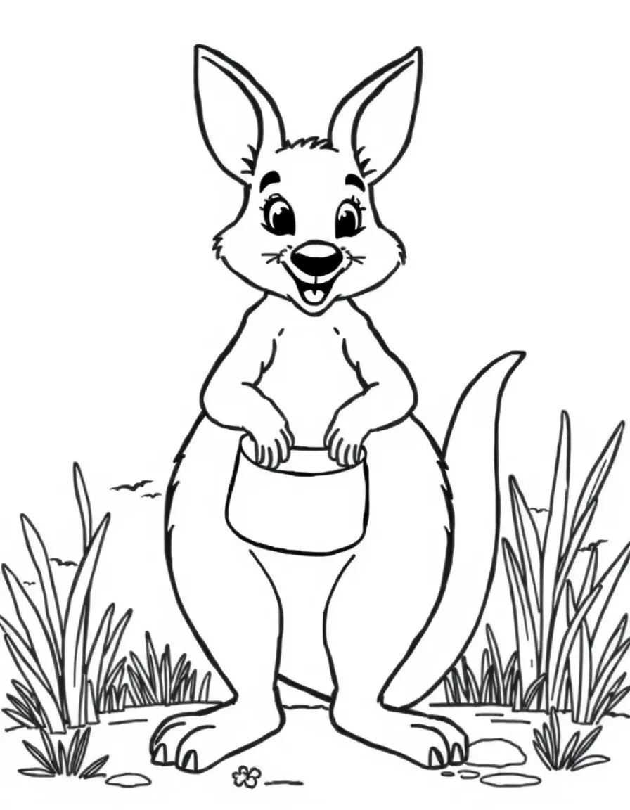 A hopping wallaby with smaller pouch