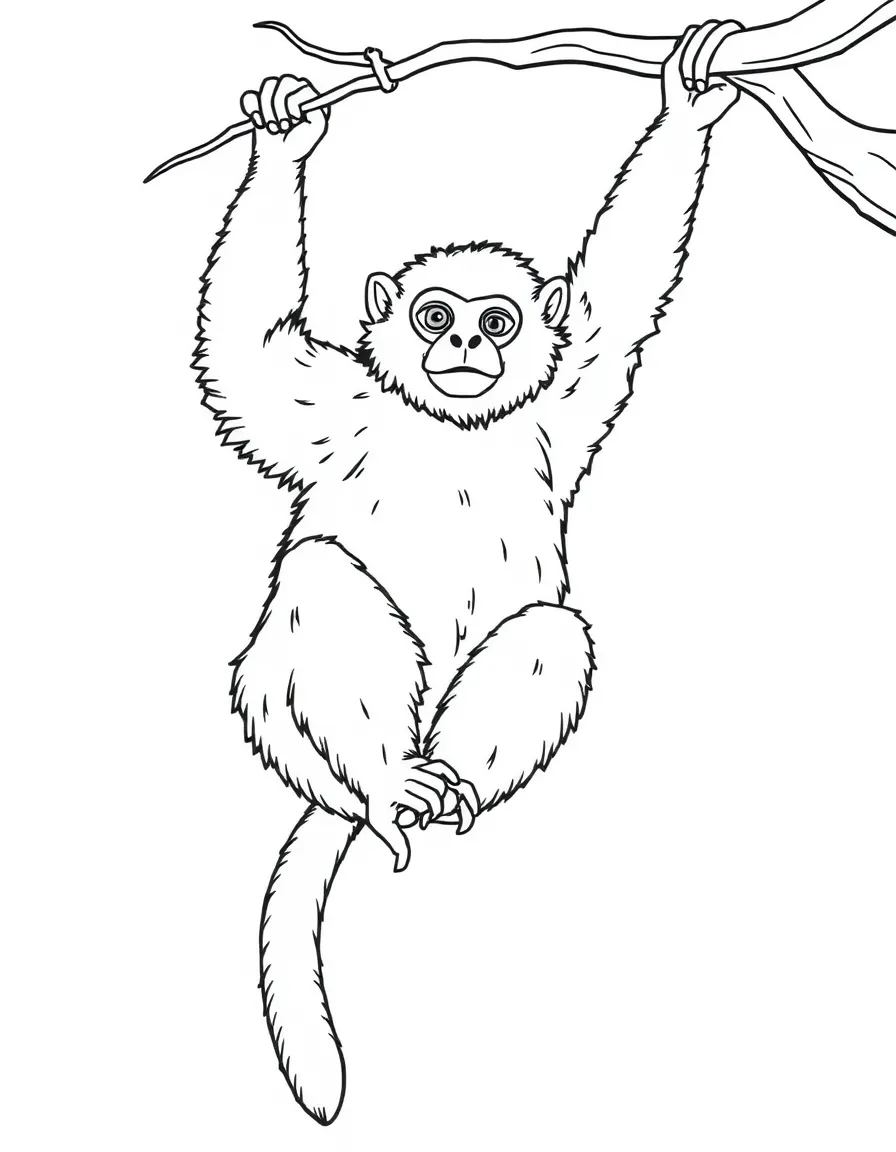 A swinging gibbon with long arms