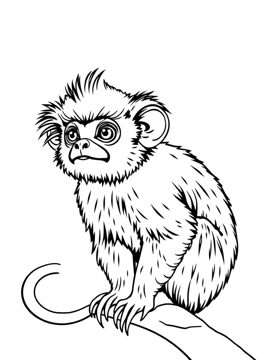 A tiny marmoset with tufted ears