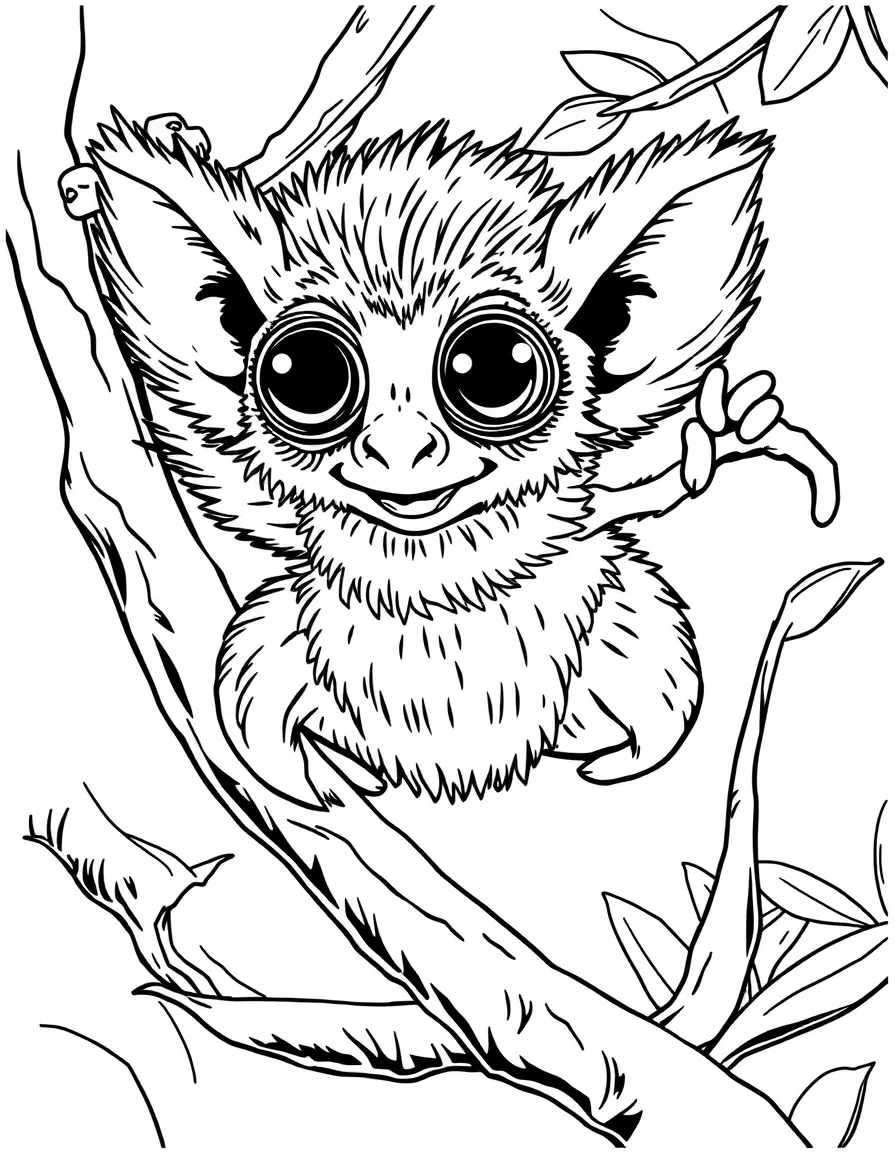 A leaping tarsier with enormous eyes
