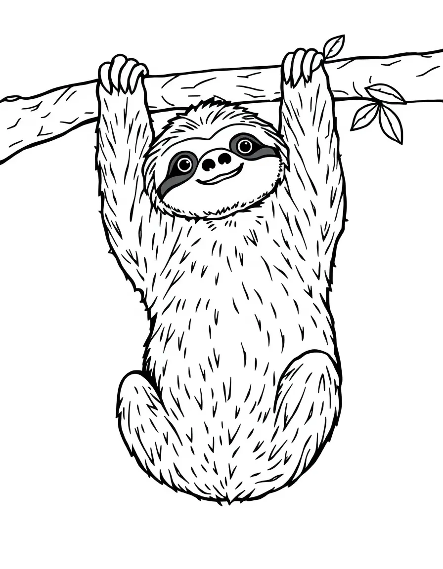 A hanging two-toed sloth upside down