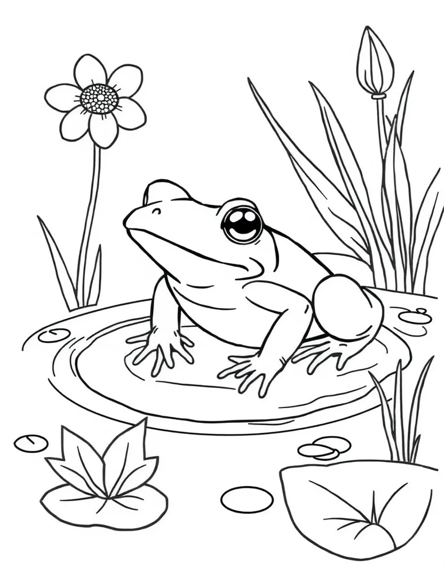 A hopping toad in garden pond