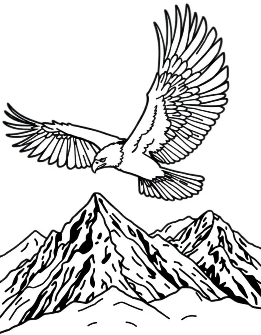A soaring condor over mountain peaks
