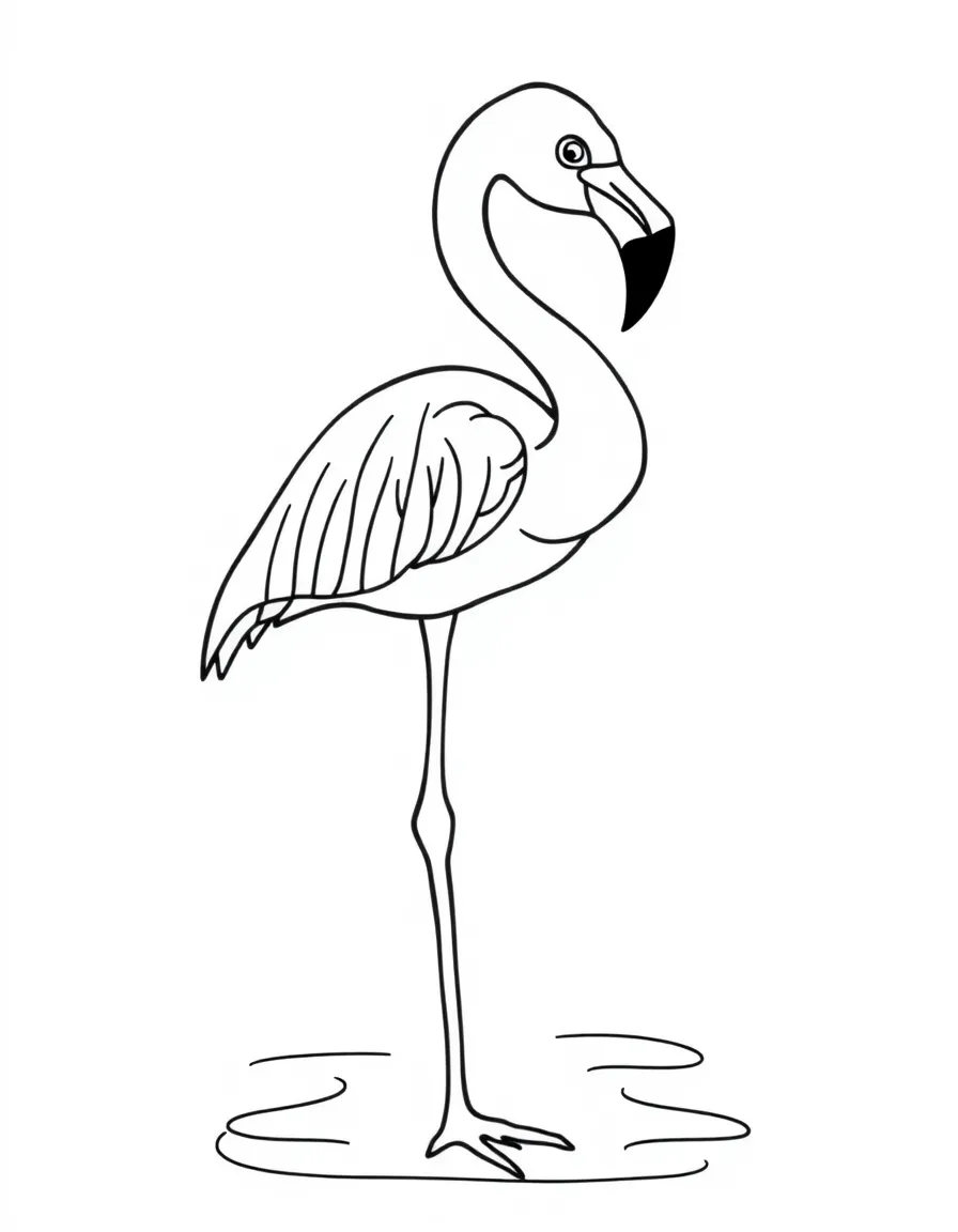 A colorful flamingo standing on one leg
