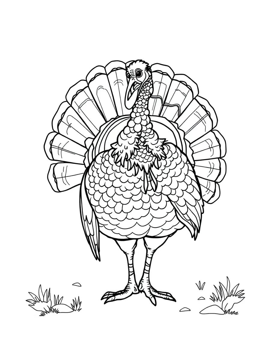 A strutting wild turkey with beard