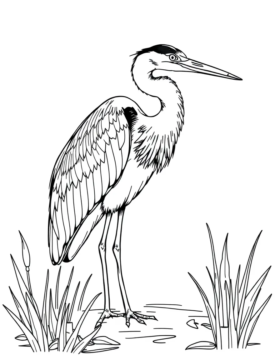 A wading great blue heron