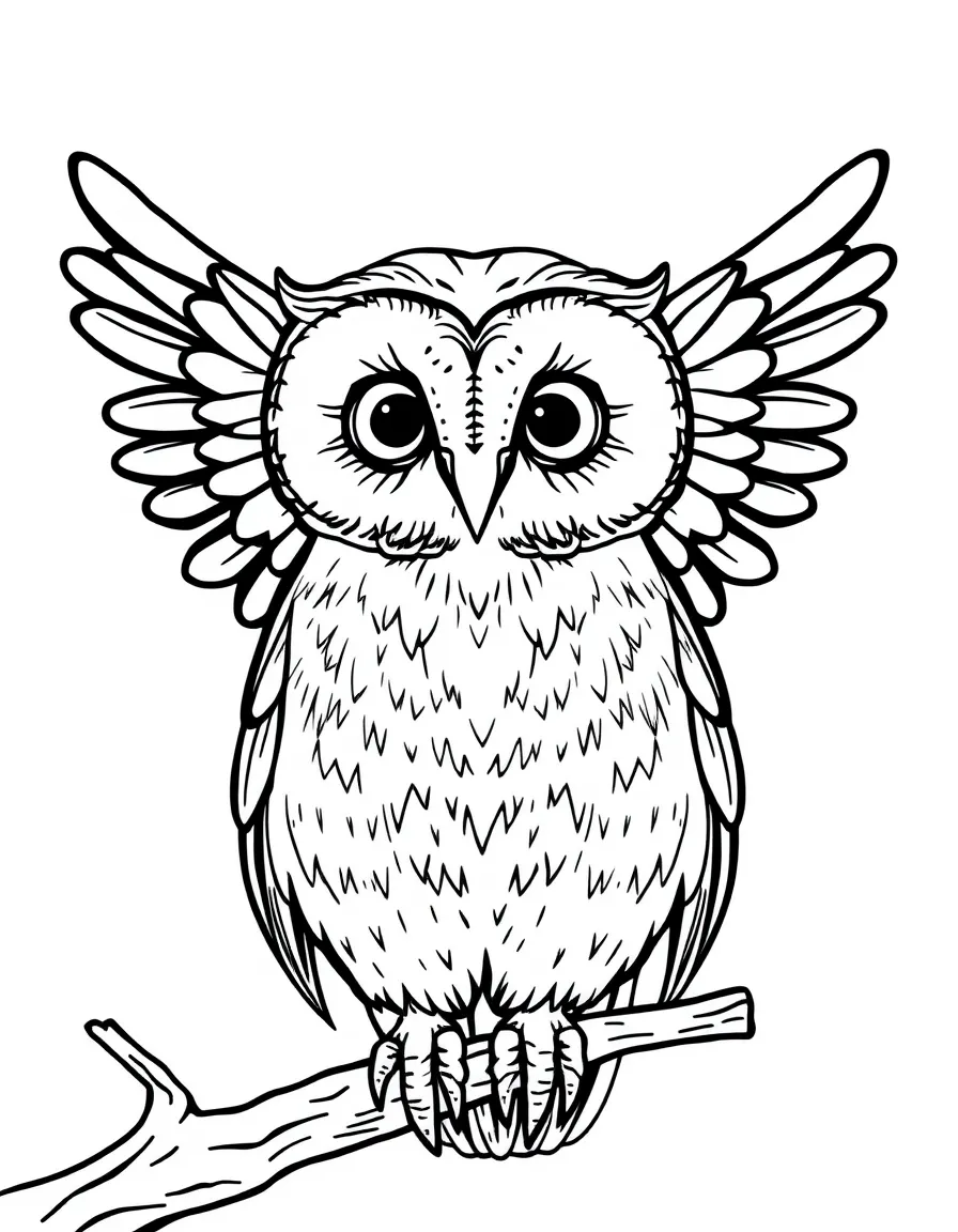 A perching barn owl with heart-shaped face