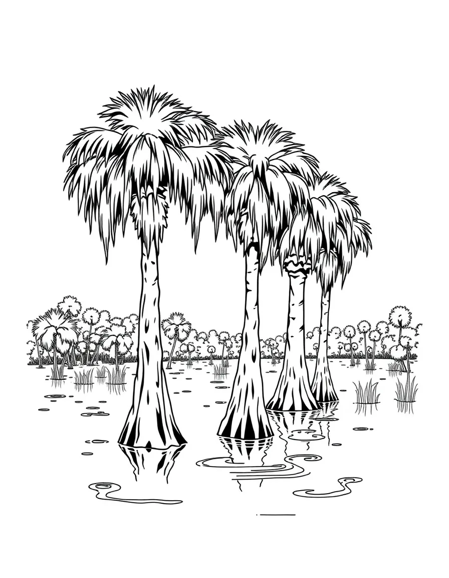 (Florida) Cypress trees standing in swamp water