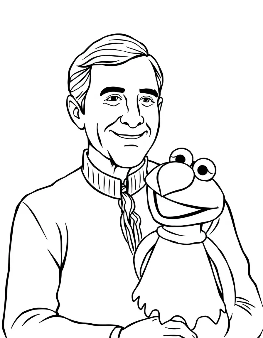 Mr. Rogers with a puppet.