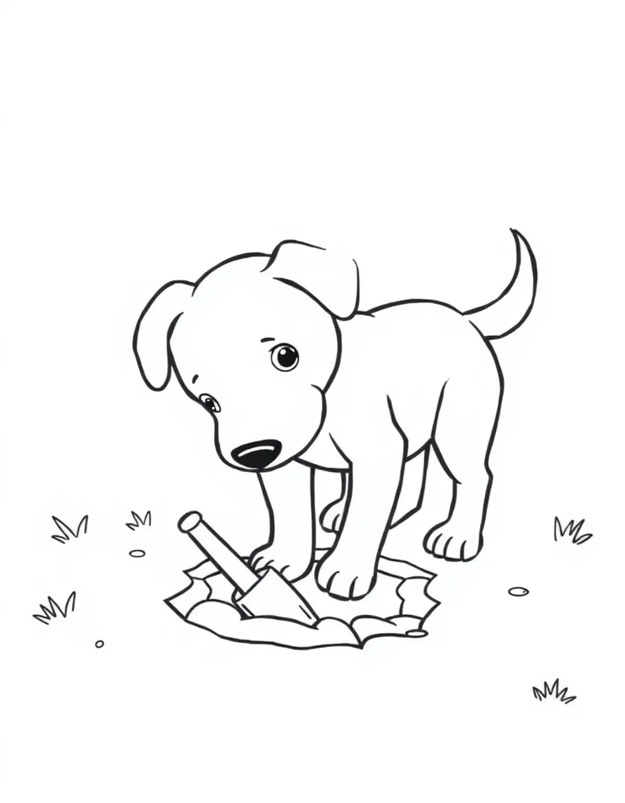 A dog digging a hole.