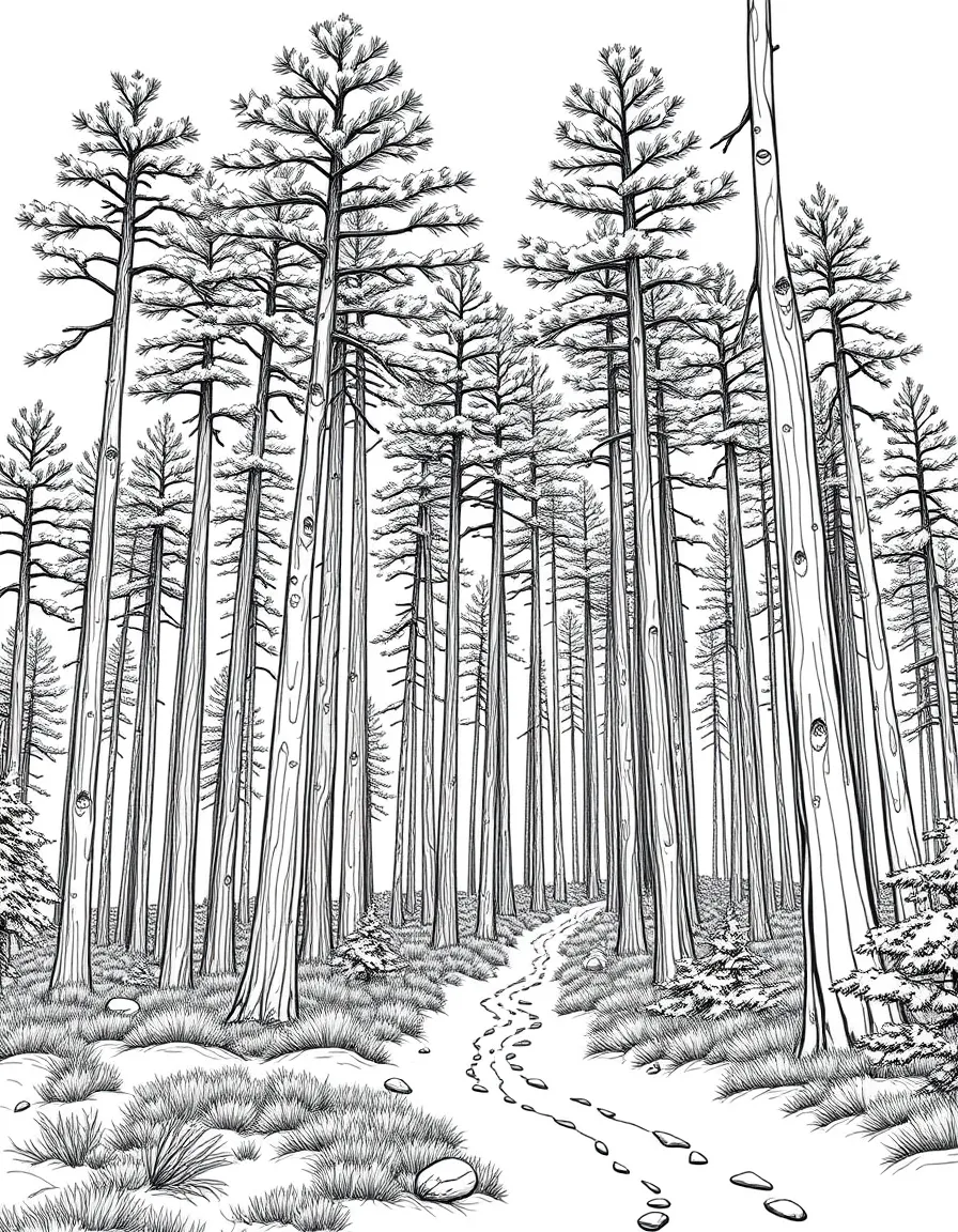 (New Jersey) The Pine Barrens with tall pine trees and sandy paths