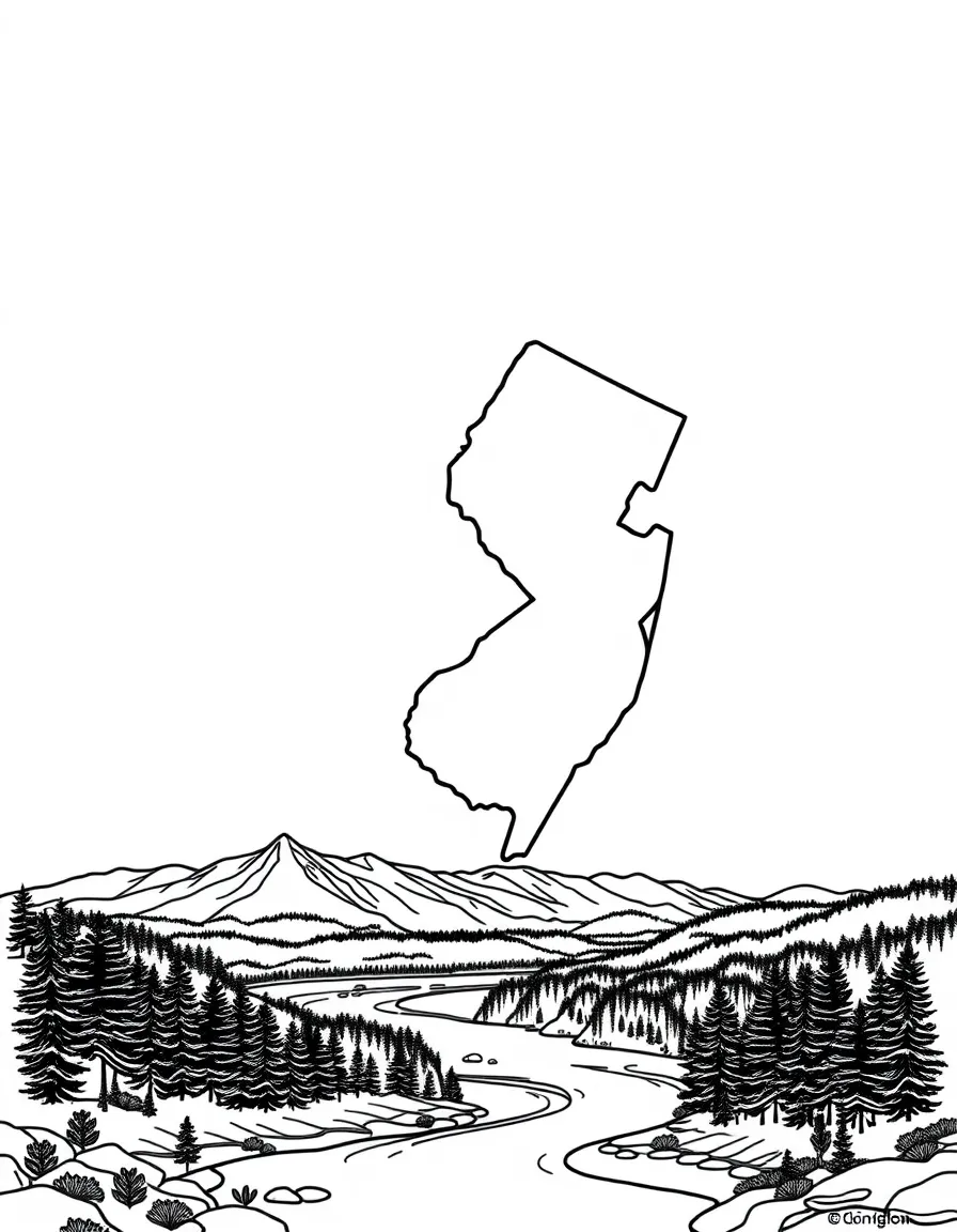 (New Jersey) The Delaware Water Gap with mountains and river