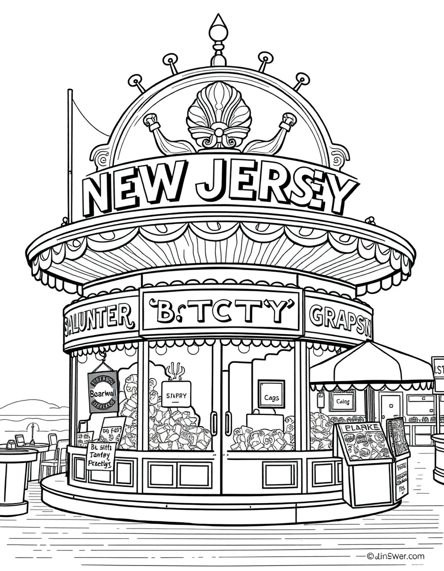 (New Jersey) A boardwalk with saltwater taffy shops