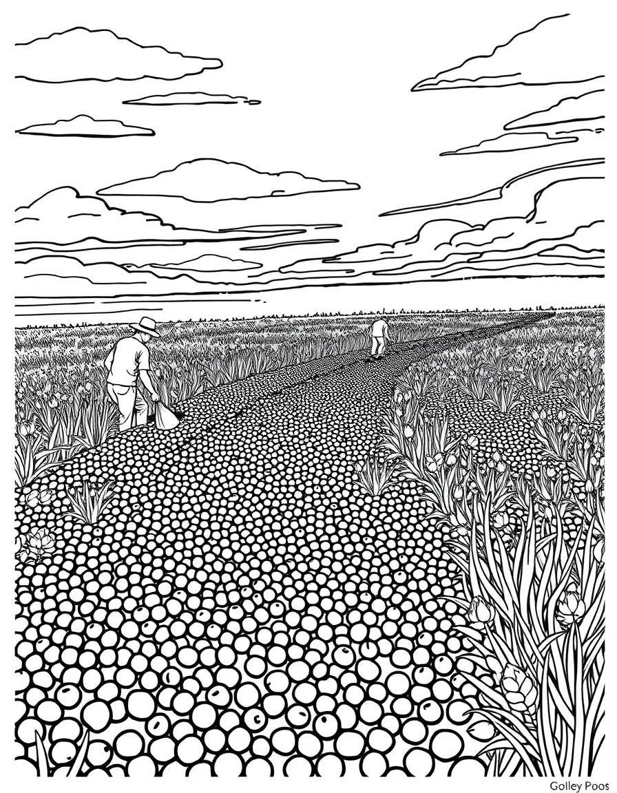 (New Jersey) A cranberry bog with workers harvesting