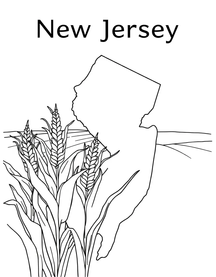 (New Jersey) A simple drawing of corn fields in South Jersey
