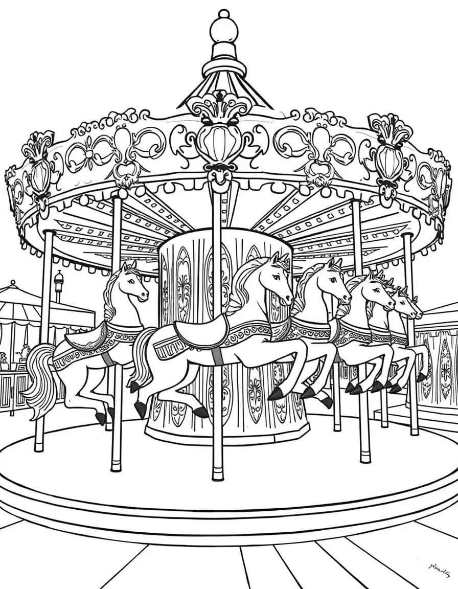 (New Jersey) A classic boardwalk carousel with painted horses