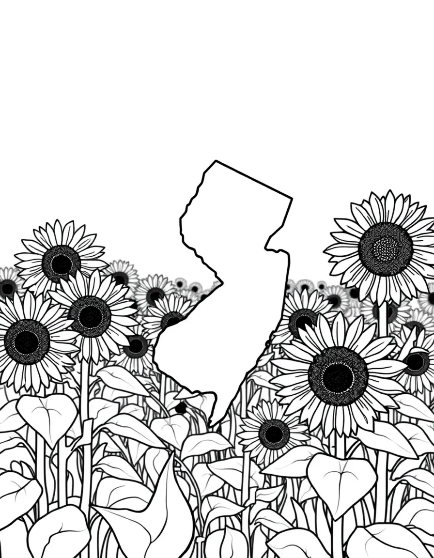 (New Jersey) A Jersey sunflower field in full bloom