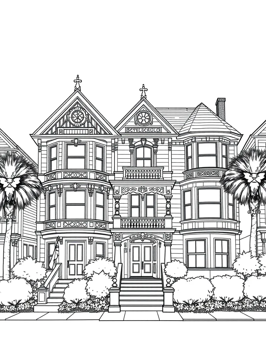 (New Jersey) The Cape May Victorian houses with ornate details