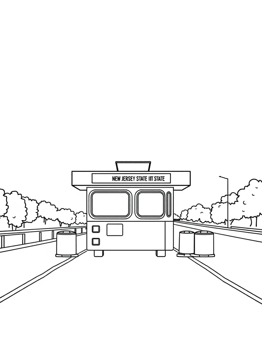 (New Jersey) A simple drawing of the Garden State Parkway toll booth