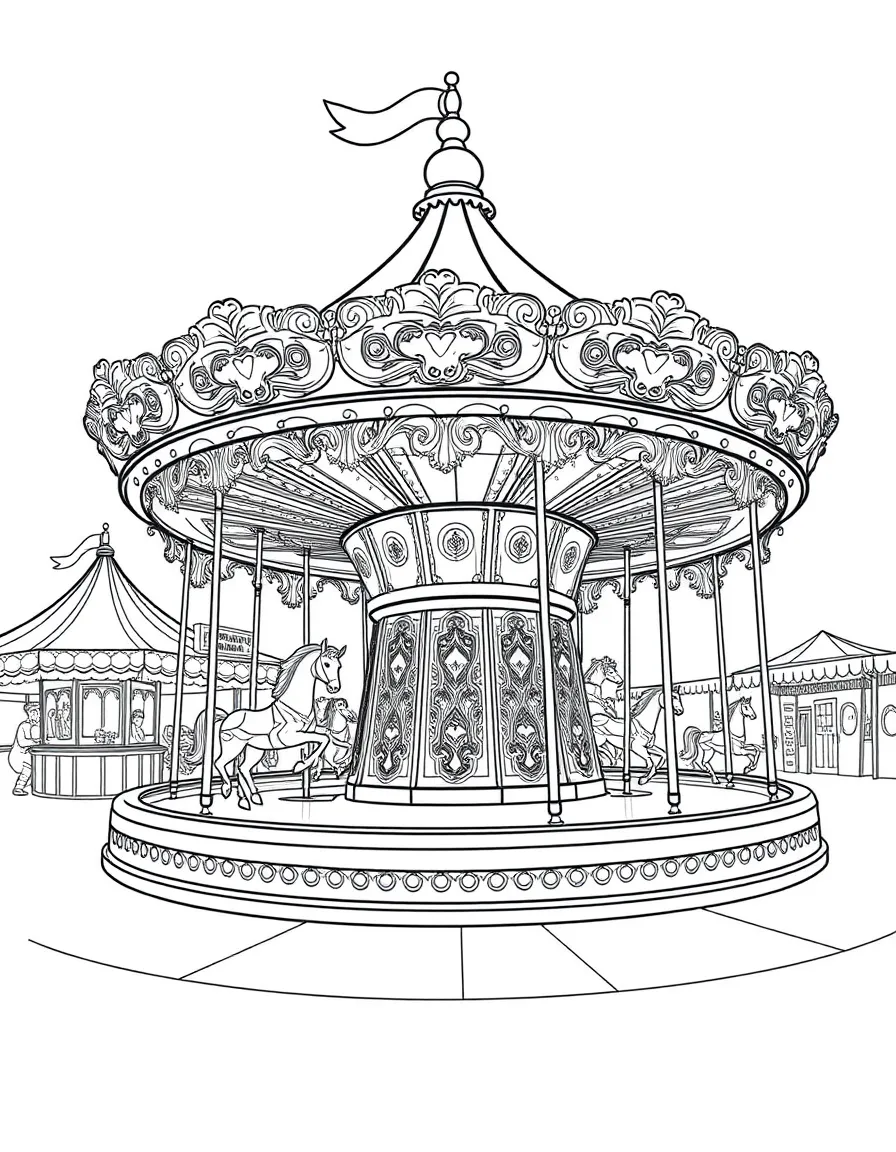 (New Jersey) The Flemington Fair carousel and fairgrounds