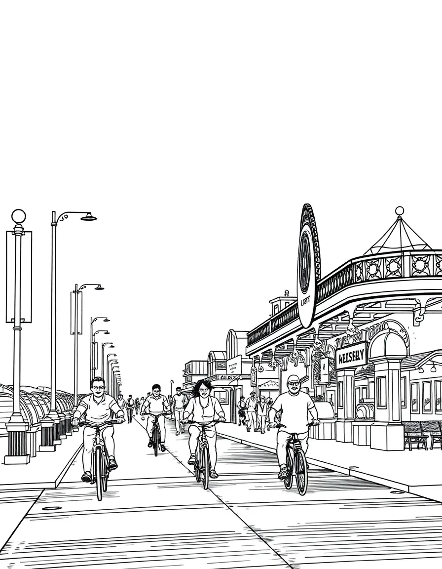 (New Jersey) The Ocean City boardwalk with bike riders