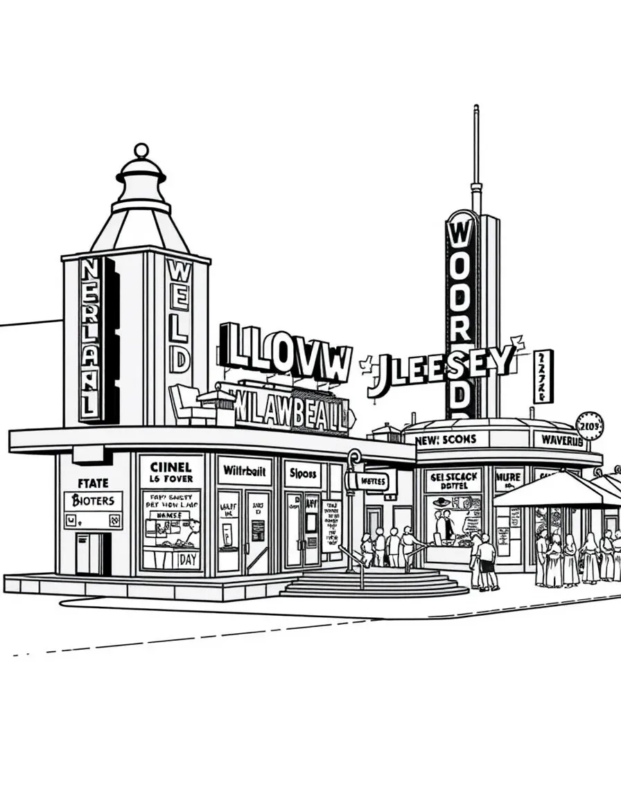 (New Jersey) The Wildwood boardwalk with vintage motels